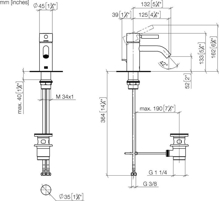 Produktbild Dornbracht Dornb Waschtisch-Einhandbatterie META Ausldg 125mm m Ablgrt schwarz matt