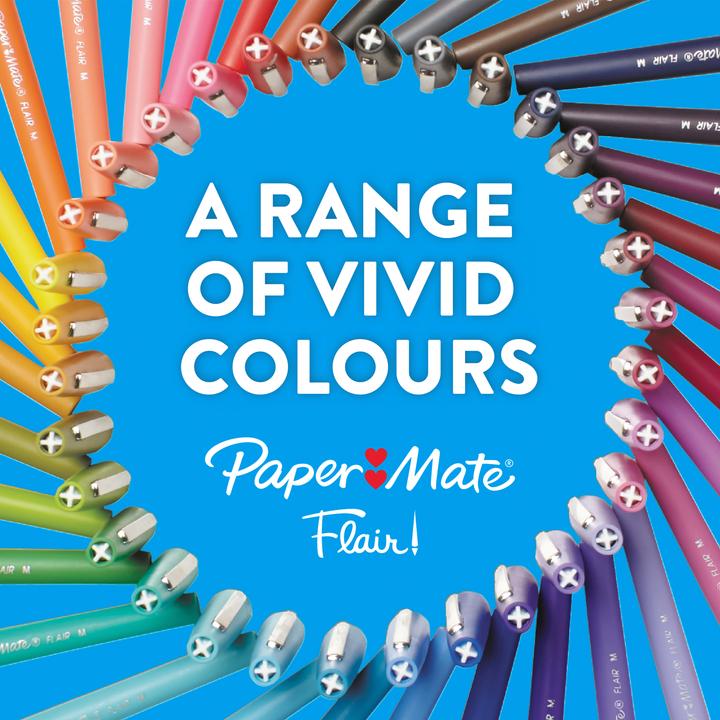 Produktbild Paper Mate Flair Candy Pop (Flieder, Salted Caramel, traube, Orange, Himbeere, Ringelblume, Blueberry Bubblegum, Hellgrün, Braun, 16 x)