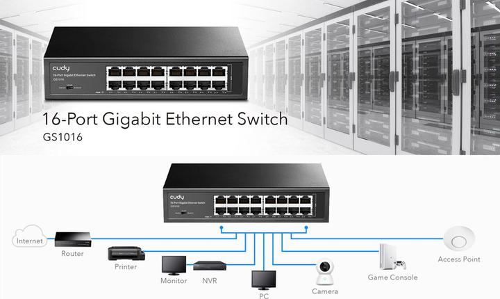 Produktbild Cudy GS1016 network switch Gigabit Ethernet (10/100/1000) Black (16 Ports)