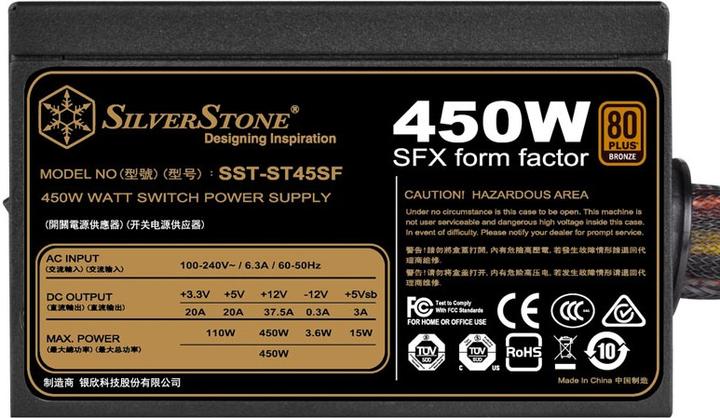 Produktbild Silverstone SST-ST45SF V3.0 80 PLUS Bronze SFX Netzteil - 450 Watt (450 W)