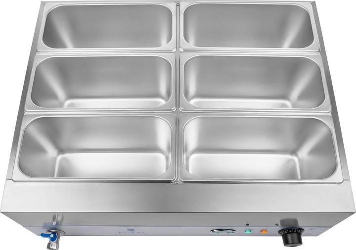 Produktbild Royal Catering Bain Marie 2.000 W 6 1 3 GN Behälter Speisenwärmer Wasserbad Edelstahl LCD