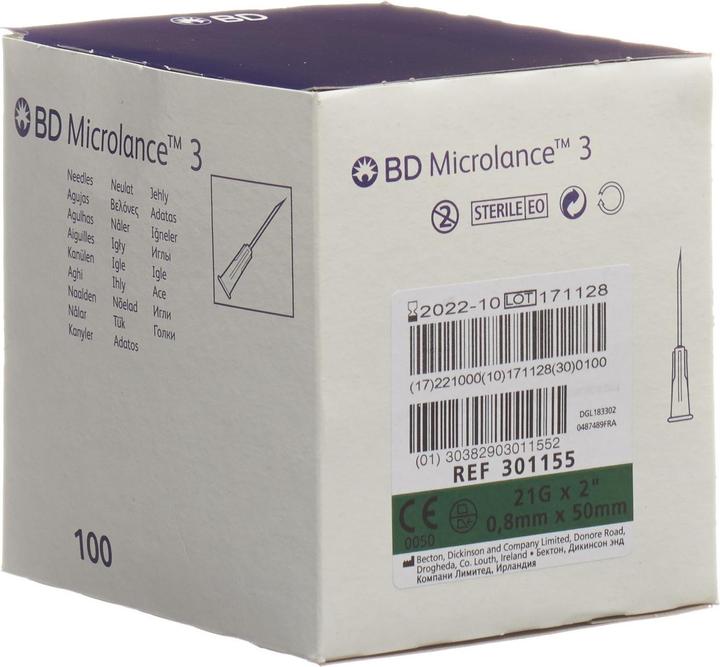 BD Microlance 3 Injektion Kanüle 0.80x50mm grün 100 Stk