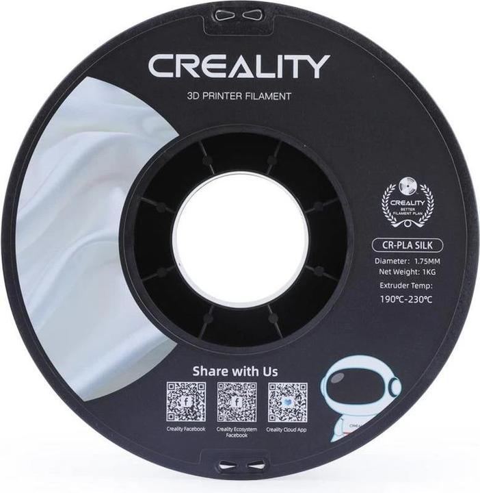 Produktbild Creality Filament PLA, Silk Silber, 1.75 mm, 1 kg (PLA, 1.75 mm, 1000 g, Silber)