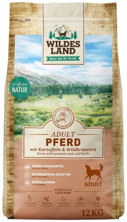 Produktbild Wildes Land Trockenfutter Pferd mit Kartoffeln & Wildkräutern, 12 kg (Adult, 2 Stk., 12000 g)