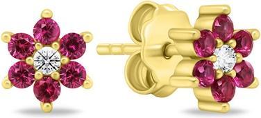 Image du produit Brilio Silver - Charmantes boucles d'oreilles plaquées or avec zircons fuchsia EA846YR