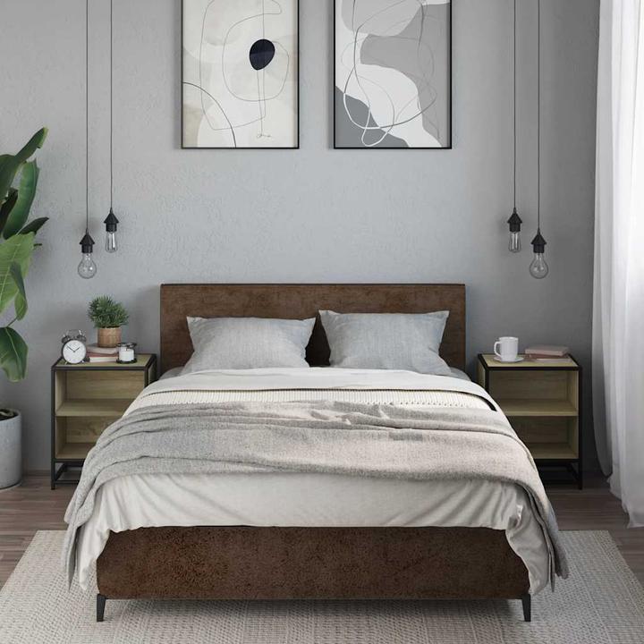 Produktbild VidaXL Nachttische 2 Stk. Sonoma-Eiche 40x31x50cm Holzwerkstoff Metall (40 x 31 x 50 cm)