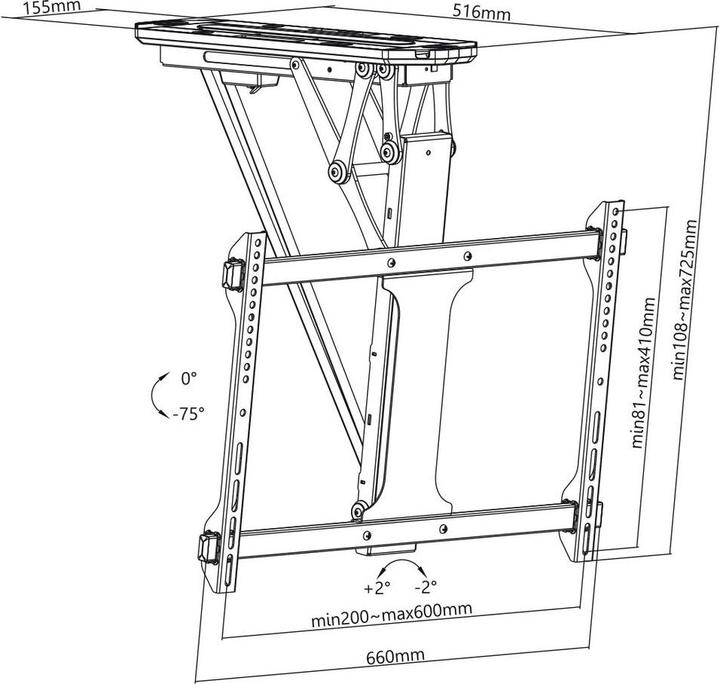 Actual product image myWall Motorised & foldable ceiling mount for flat screens (Ceiling, 70", 35 kg)
