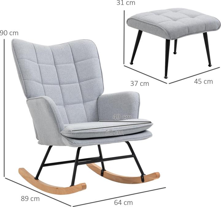 Produktbild Homcom Schaukelstuhl mit Hocker und hoher Rückenlehne