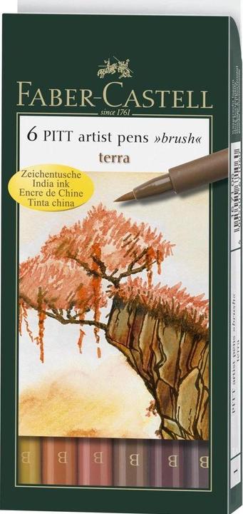 Produktbild Faber-Castell PITT Artist Pen Etui Terra (Braun, 6 x)