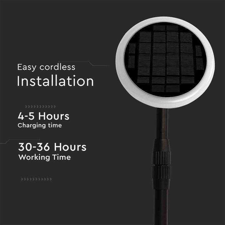 Actual product image V-TAC VT948 8W LEDSolarGardenLight White and Black Body 4000K (500 lm, IP65)