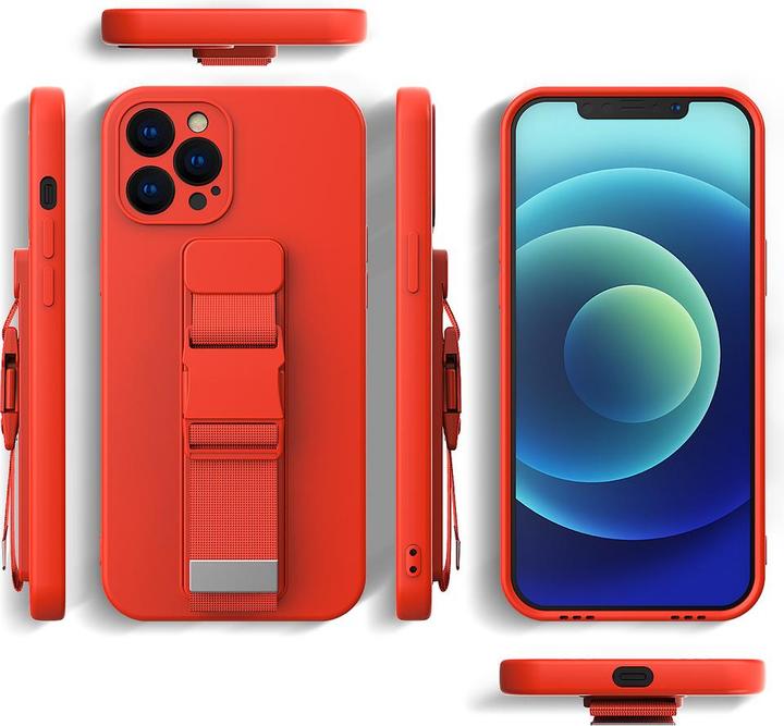 Produktbild Hurtel Kordeltasche Gelhülle mit Lanyard Kette Handtasche Lanyard iPhone 12 Pro Max rot (Apple iPhone 12 Pro Max)