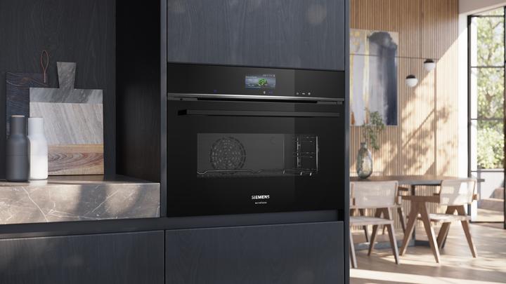 Image du produit Siemens iQ700, Four encastrable compact à vapeur, 60 x 45 cm, noir, inox, CS736GCB1F