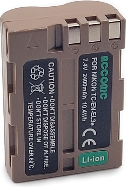 Produktbild Acconic Akku mit USB-C Input für Nikon D700 D300 D200 D100 D80 D70 D50 EN-EL3e PTC (Kamera Akku)
