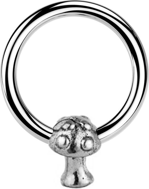 Star Piercing Closure Ring silber Pilz silber (Messing, Chirurgenstahl 316L)