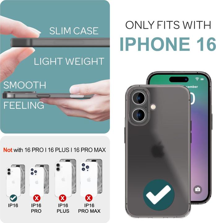 Immagine prodotto Nalia Custodia rigida estremamente sottile da 0,3 mm opaca (Apple iPhone 16)