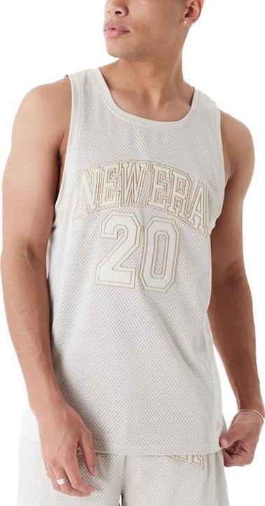 New Era Poly Mesh Tank Top - BRAND LOGO stone beige - XXL (XXL)
