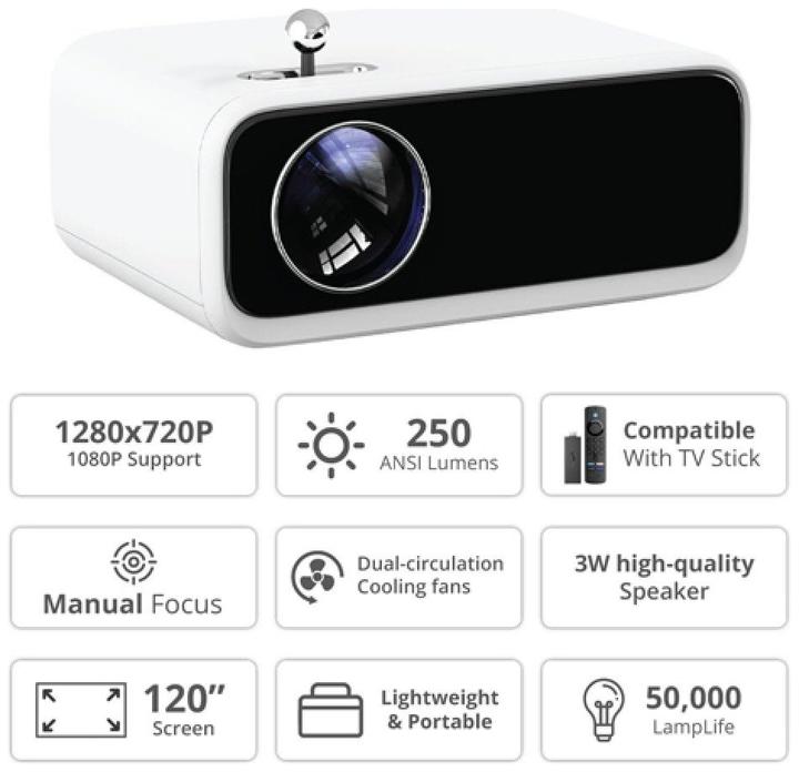 Productafbeelding Xiaomi Wanbo X1 Mini Draagbare Mini Home Cinema Projector Geel (VGA, 200 lm, 1.35 - 2.2:1)