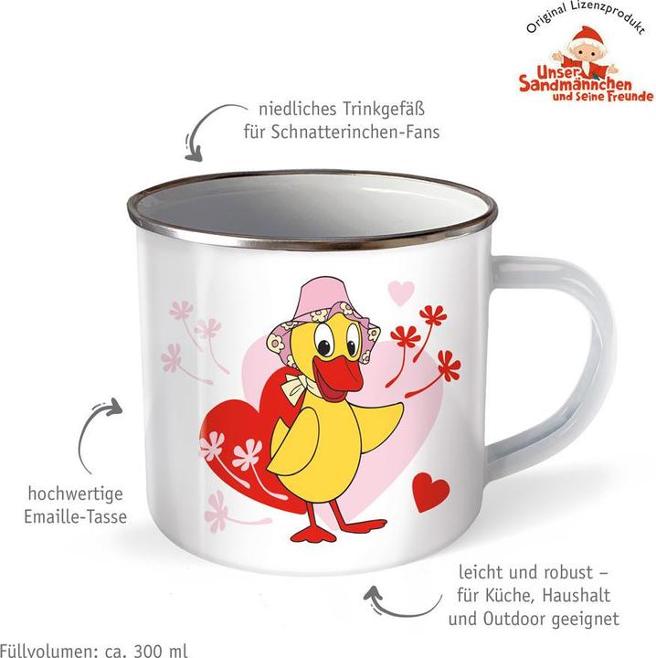 Produktbild Unser Sandmännchen Emaille Becher Tasse Schnatterinchen (300 ml)