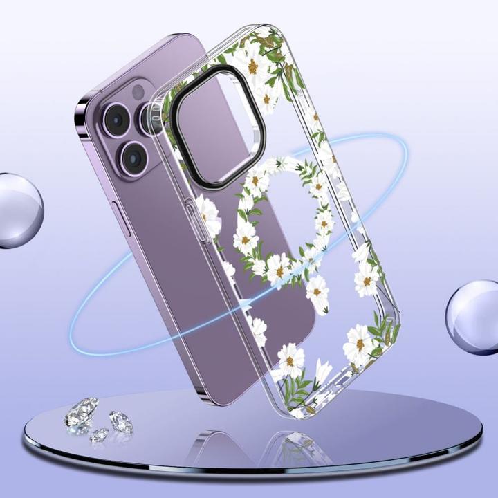 Immagine prodotto Tech-Protect Custodia MagMood MagSafe per iPhone 15 Pro Max - margherite bianche (Apple iPhone 15 Pro Max)
