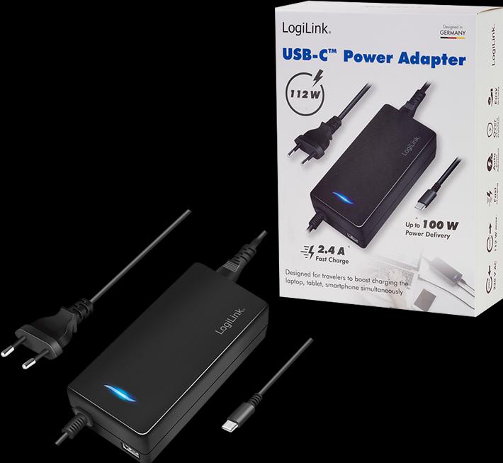 Produktbild LogiLink USB-C-Tischladeadapter für 2 Geräte, 1x USB-C PD & USB-A, 112 W (112 W)