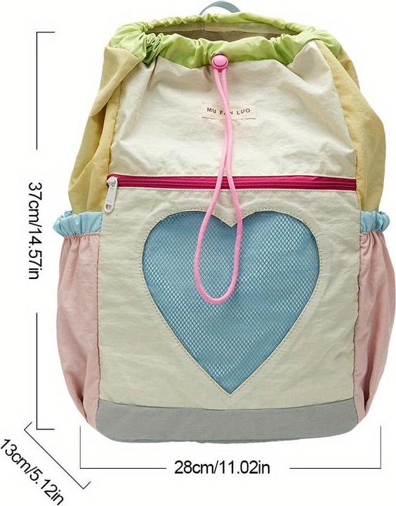 Actual product image Only-Bags.Store Colour block nylon backpack with drawstring closure, adjustable strap, polyester lining