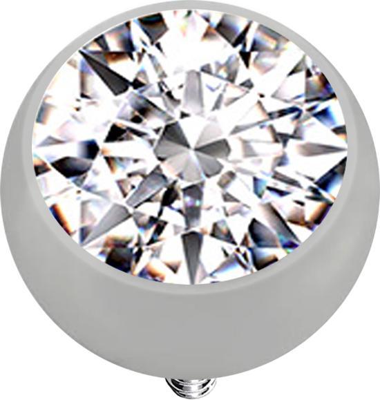 Star Piercing Dermal Anchor Kugel silber mit Kristall silber (Titan G23, ohne Messing)