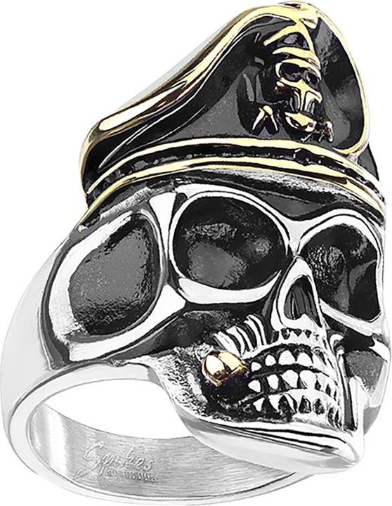 Star Piercing Ring silber Piratenschädel Rauchend