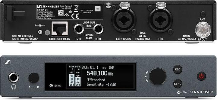 Actual product image Sennheiser EW IEM G4-TWIN-A1 sets for wireless monitoring systems 470 - 516 MHz LED (Screen protective film)