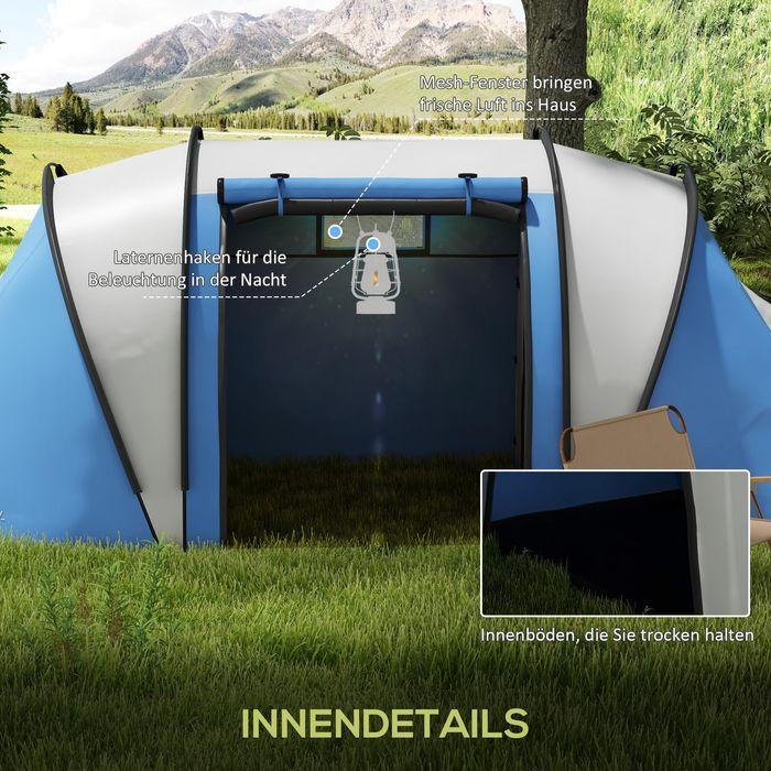 Produktbild Swisshandel24 Campingzelt für 4-5 Personen leicht wasserabweisend Familienzelt mit 3 Zimmer, 3000mm WS (Tunnelzelt, 4 Personen)