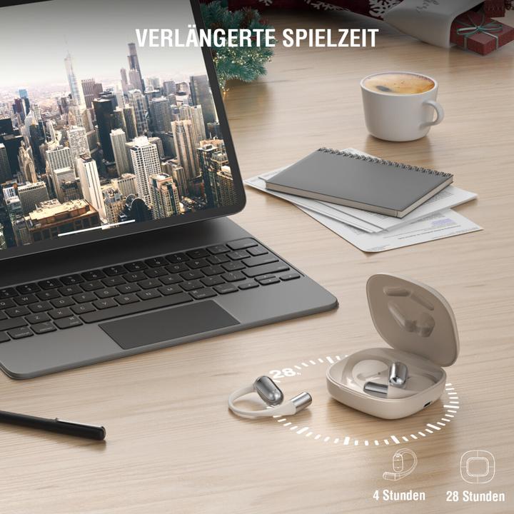 Productafbeelding 4smarts Open-Ear Bluetooth Kopfhörer SkyBuds AI Screen, Beige (Geen ruisonderdrukking, 4 h, Draadloze)