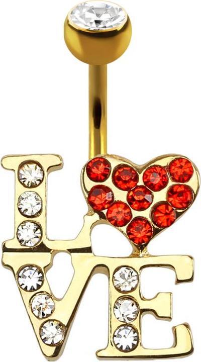 Star Piercing Banane 14k vergoldet LOVE (ohne Messing, Chirurgenstahl 316L)