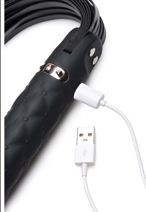 Actual product image Master Series Vibra-Lasher 9X Vibrating Silicone Dildo Flogger
