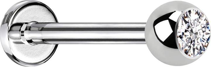 Star Piercing Micro Labret silber mit Kugel Kristall silber (ohne Messing, Chirurgenstahl 316L)