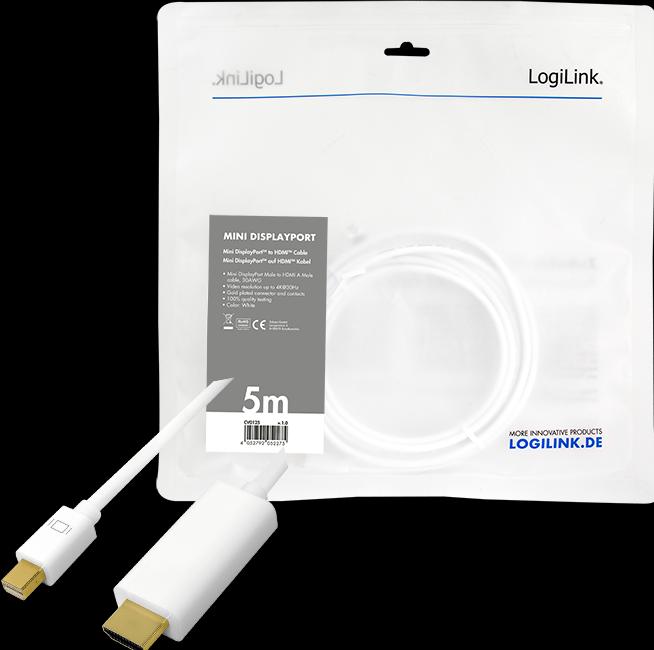 Image du produit LogiLink Mini DisplayPort — HDMI (Typ A) (5 m, DisplayPort)