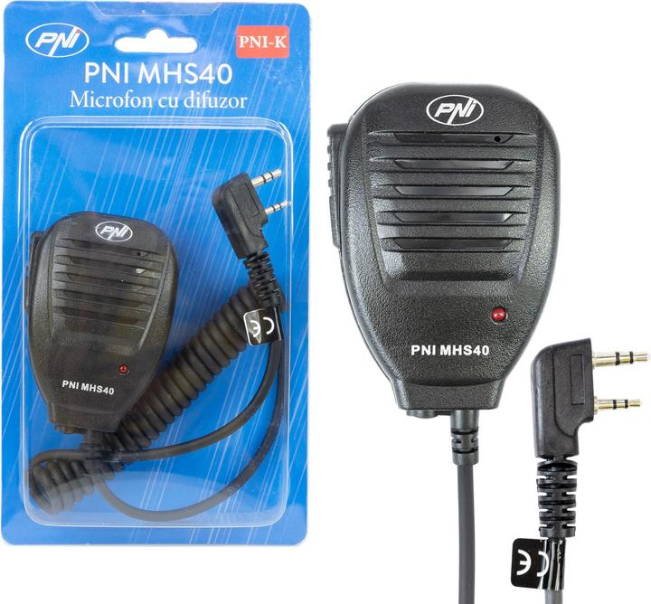 Actual product image PNI Microphone with loudspeaker MHS40 with 2 pins type PNI-K, compatible with PMR, VHF/UHFs