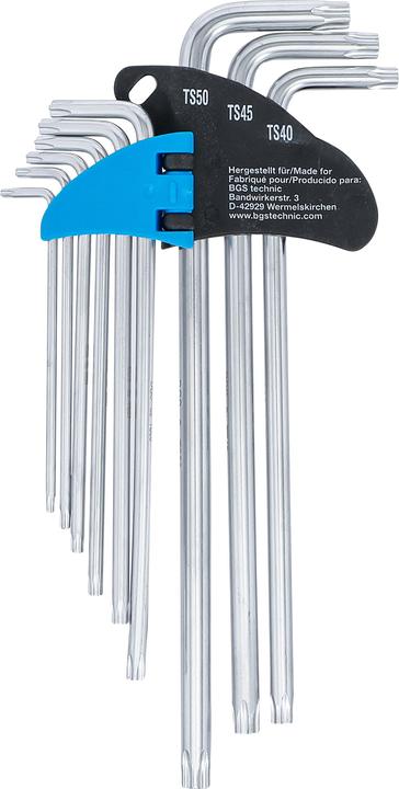 Actual product image BGS L-Type Wrench Set | extra long | T-Star (for Torx Plus) TS10 - TS50 | 9 pcs. (T-section)
