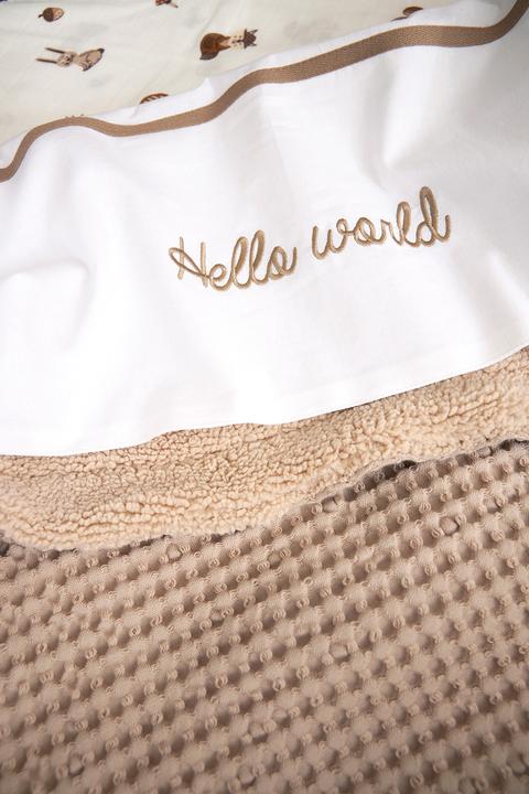 Actual product image Meyco Baby Hello World Bed Sheet Large - taupe (100 x 150 cm)