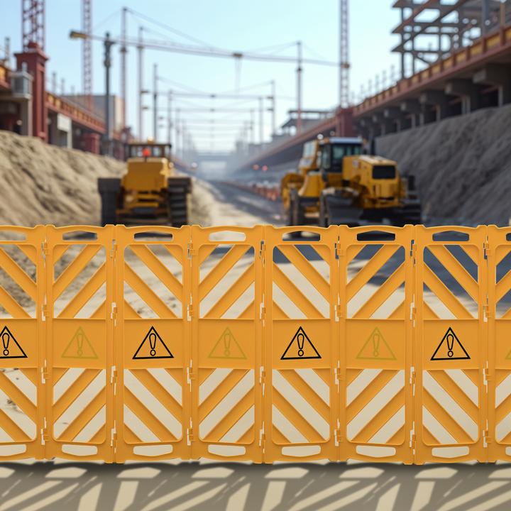 Produktbild Wiltec mobile Absperrung Kunststoff faltbar Mobilzaun 3,9m Rollen Absperrzaun