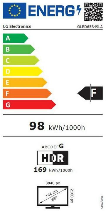 Energy Label LG OLED65B49LA (65", B4, OLED, 4K, 2024)