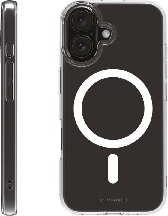 Actual product image Vivanco MAG STEADY Cover for iPhone 16, transparent, 1.5m Drop-Protection, MagSafe Support (Apple iPhone 16)