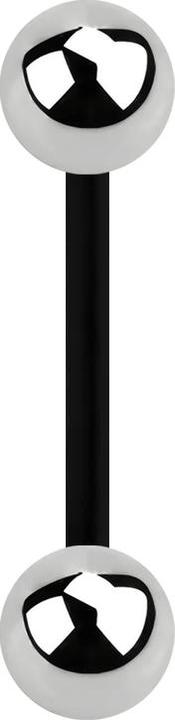 Image du produit Star Piercing Micro banane noire avec deux boules argentées (sans laiton, Bioflex, Acier chirurgical 316L)
