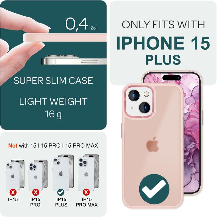 Immagine prodotto Nalia Manica ibrida opaca trasparente smerigliata (Apple iPhone 15 Plus)