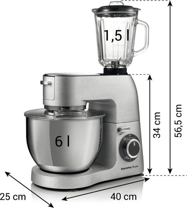 Produktbild Tescoma Profi-Küchenmaschine, Voll-Metall, inkl. Fleischwolf, 1500 W (1500 W)