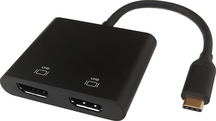 Actual product image Deltaco USB-C til 2 x HDMI 4K/60Hz HUB 0.1m (USB-C, 2 Ports)