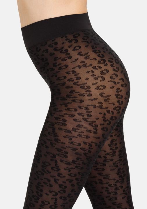Actual product image Camano Tights Leo pattern Durable Reinforced Elegant Leopard pattern Soft Black No cutting in (50 DEN, M)