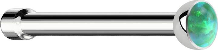 Star Piercing Nasenstecker gerade silber mit Opal grün (ohne Messing, Chirurgenstahl 316L)