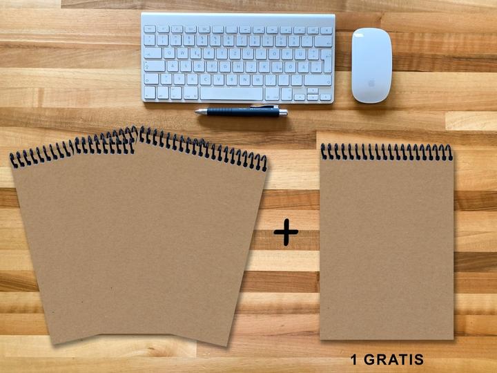 Produktbild A 4 Notizblock - Set, 3+1 gratis, Luxury 80 Seiten MUSKAT Designerecycling, kariert 5x5mm (A4, Kariert)