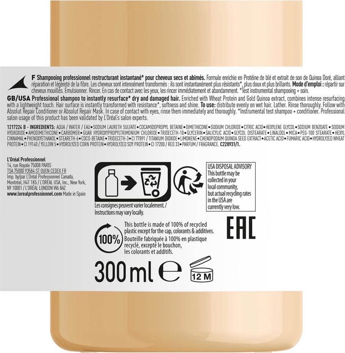 Image du produit L'Oréal Professionnel Serie Expert Absolut Repair (300 ml, Shampoing liquide)