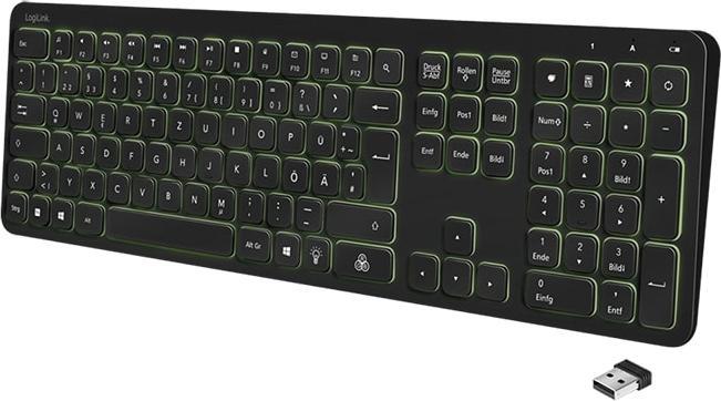 Produktbild LogiLink Keyboard Wireless Gaming Black (DE, Kabellos)