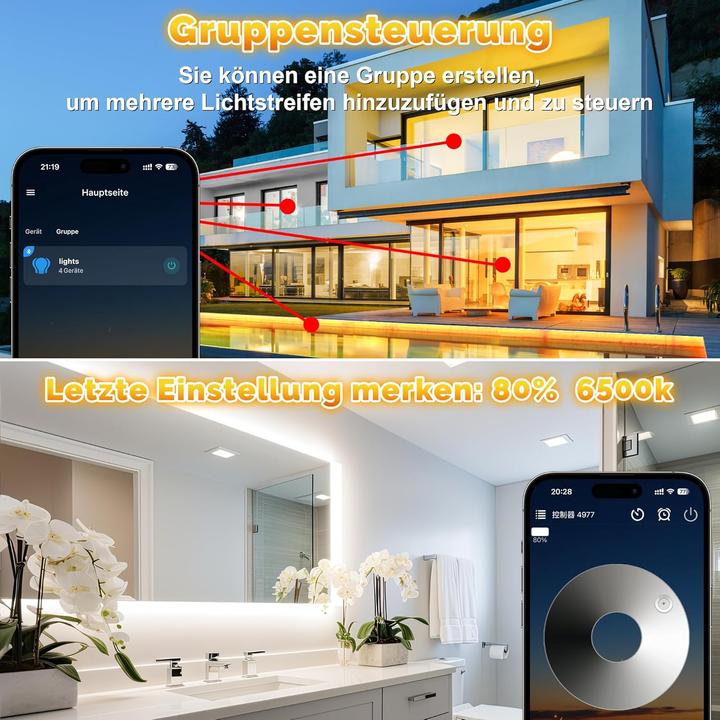 Immagine prodotto Lumina Swiss 30m Set SmartLED Weiss Outdoor IP67 (Bianco freddo, Bianco neutro, Bianco caldo, 3000 cm, Esterno)
